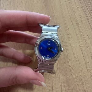 Swatch Silver Watch with Blue face 2003
